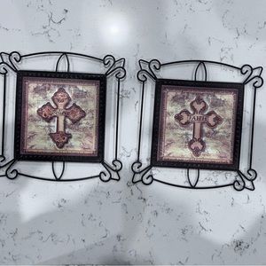 Set of 2 Faith & Believe hanging metal frames, wall decor